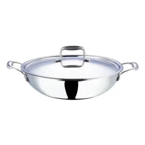 Vinod Platinum Triply Stainless Steel Kadai with Lid,4.5 L