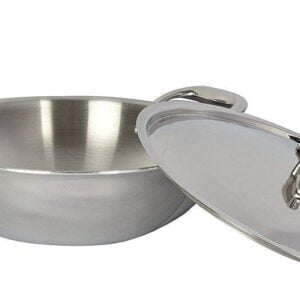 Vinod Platinum Triply Stainless Steel Extra Deep Kadai with Lid