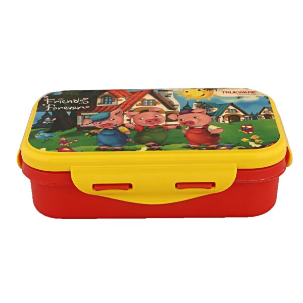 Trueware Lunch Tiffin Box Inner Steel for Kids (Red & Yellow),Piggy Design