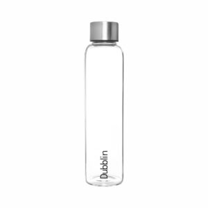 Dubblin Stream Borosilicate Glass Water Bottle,Steel Lid,1L