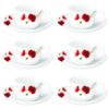 Larah by Borosil Red Carnation Cup and Saucer Set,140ml,12Pcs