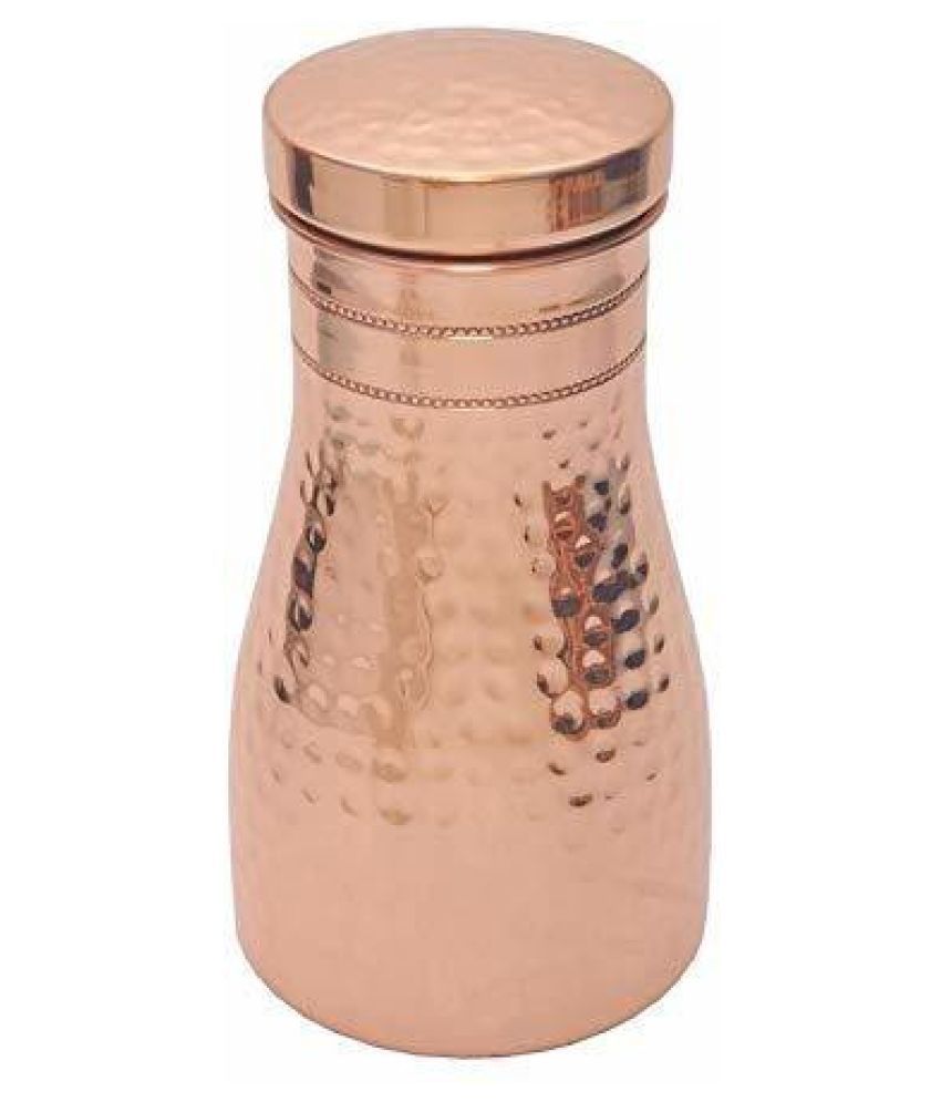 Hammered Dinner Bottle  Bedroom Bottle With Inbuilt Copper Vessel For Drinking 