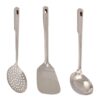 Combo 3 Pieces Stainless Steel Poni Strainer, Palta & Chamcha with Long Handle