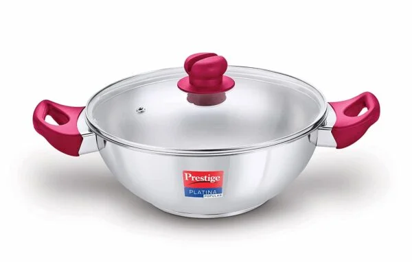 Prestige Popular Stainless steel Kadai with Glass Lid,220 mm