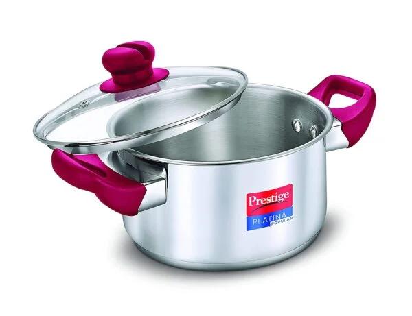 Prestige Platina Popular Stainless Steel Casserole with Glass Lid,3L