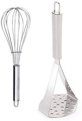 Combo of Stainless Steel Potato and Vegetable Masher with Egg Whisker