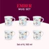 Larah by Borosil Crysta Series Ember Opalware Mug Set,160ml
