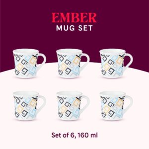 Larah by Borosil Crysta Series Ember Opalware Mug Set,160ml