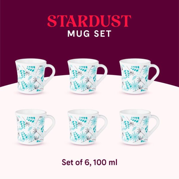Larah by BOROSIL Crysta Series Stardust Opalware Mugs,100ml